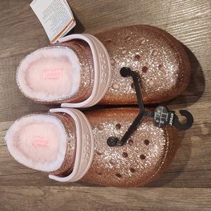 NWT Crocs Classic Lined Glitter Clog K